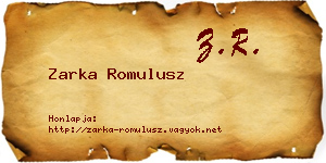 Zarka Romulusz névjegykártya